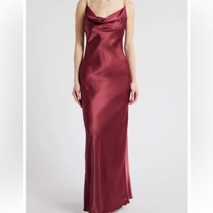 Jump Apparel Solid Long Satin Slip Dress
